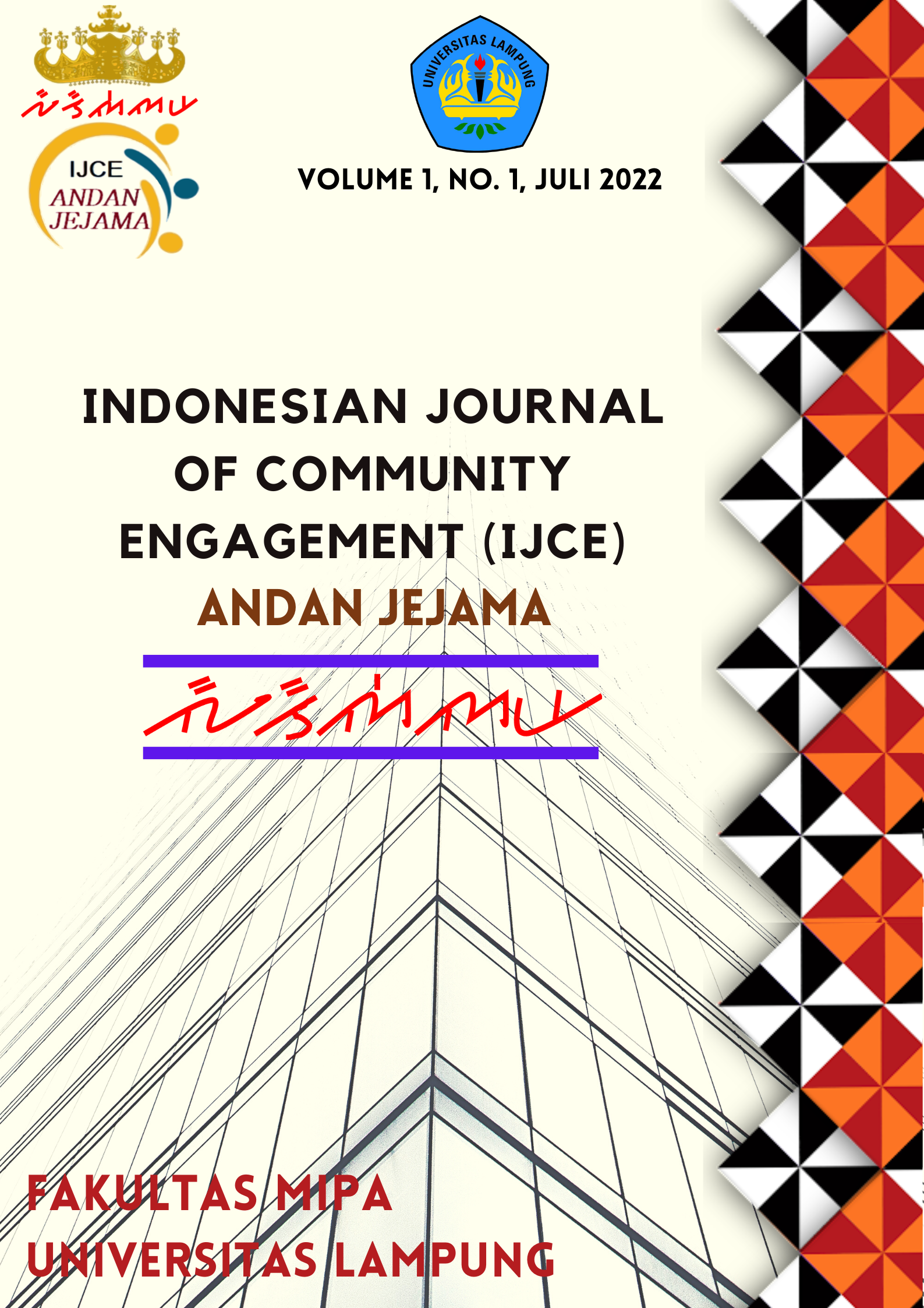 					View Vol. 1 No. 1 (2022): Indonesian Journal of Community Engagement (IJCE) ANDAN JEJAMA
				